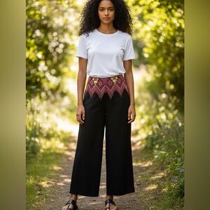 Gottex Embellished Linen and Cotton Harem Pants